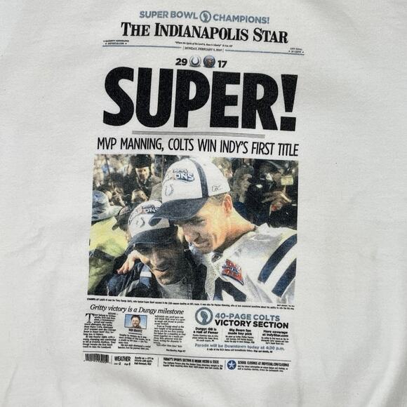 Colts Indianapolis Star Newspaper Super Bowl 41 Camps Sweatshirt Manning Dungy M - Picture 1 of 7